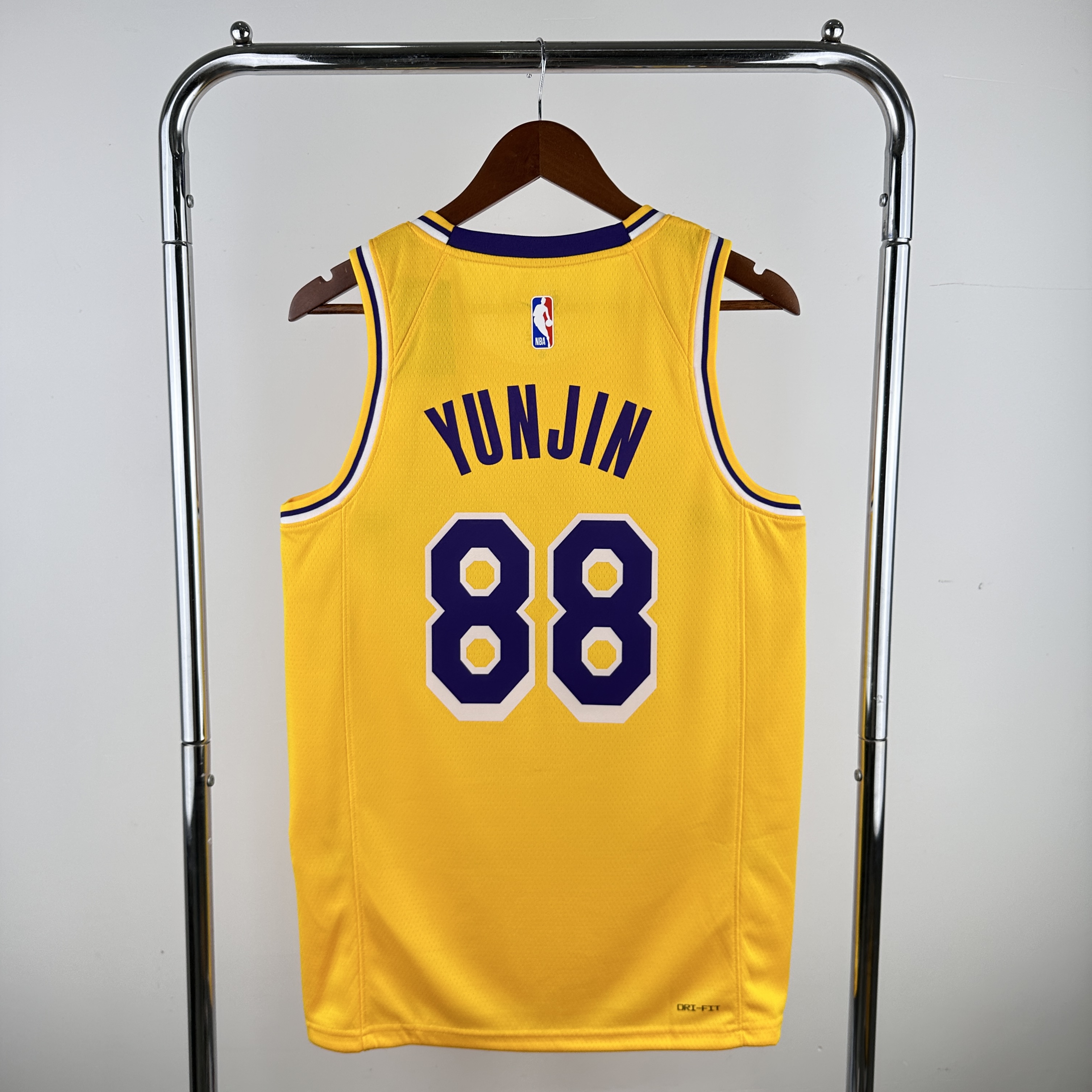 Men Los Angeles Lakers #88 Yunjin Yellow Nike Custom 2024 NBA Jersey
